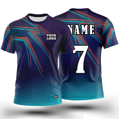 Customized The Tenacious Eagles of the Course of Golf Champion "Violet, Sky Blue and Orange Strips Sports Jersey" - Performance Edition