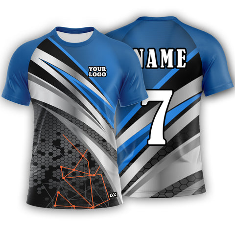 Customized The Flexing the Muscle of Force Field " Blue, Black, White, Grey and Orange Strips Sports Jersey" - Performance Edition