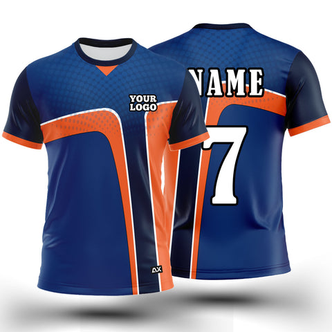 Customized The Majestic and Dynamic Performance Series "Royal Blue, Black, White, and Orange Strips Sports Jersey" - Performance Edition