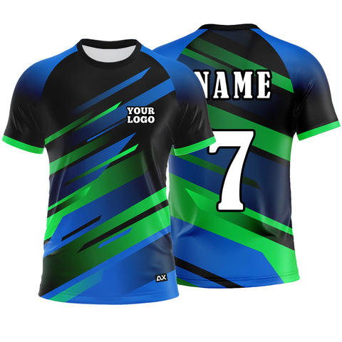 Customized he Elite and Revolutionary Champion's Choice "Black, Blue, and Green Strips Sports Jersey" - Performance Edition