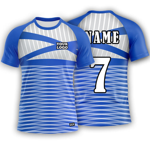 Customized The Agile and Powerful Prodigy Pro "Blue, White, and Grey Strips Sports Jersey" - Performance Edition