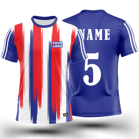 Customized The Legendary Jersey of the Championship with Glory "Navy Blue, Red and White Strips Football Jersey" - Performance Edition