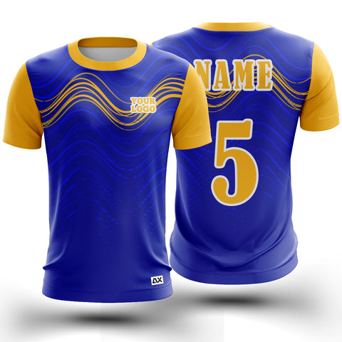 Customized The Essence of Glory of A Premium "Royal Blue and Yellow Strips Sports Jersey - Performance Edition