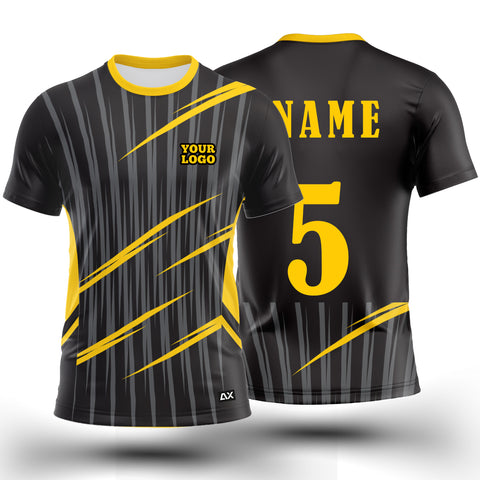 Customized The Iron Will of the Endurance Cyclist  with Unbreakable Spirits " Black, Grey and Yellow Strips Sports Jersey " - Performance Edition