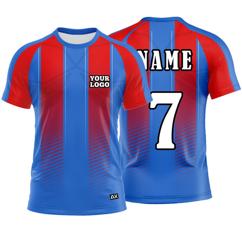 Customized The Journey of a True Rising Warrior "Blue, Red and White Strips Football Jersey" - Performance Edition