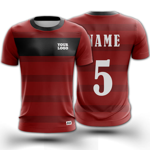 Customized The Heart Beyond the Goal Line "Maroon and Black Strips Sports Jersey" - Performance Edition