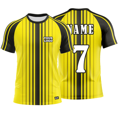 Customized The Dominating on the Hardwood with the Mighty Warriors "Yellow, Black and Grey Strips Football Sports Jersey" - Performance Edition