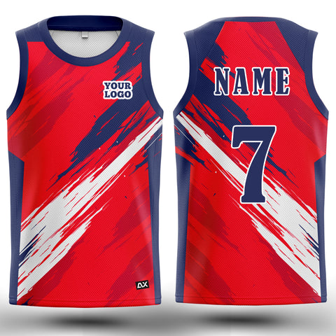 Customized The Mighty Rhino with Unwavering Strength "Royal Blue, Red and White Strips Basketball Sports Jersey" - Performance Edition