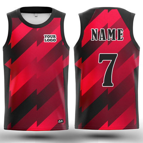 Customized The Legend of the Fierce Tiger "Black, Red and Maroon Stripped Basketball Sports Jersey" - Performance Edition