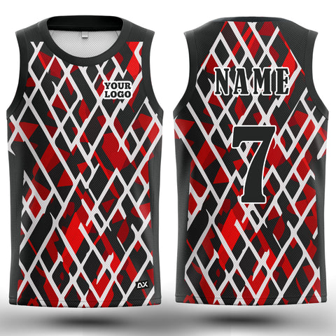 Customized The Master of the Basketball Court "Black, Red and White Stripped Sports Jersey" - Performance Edition