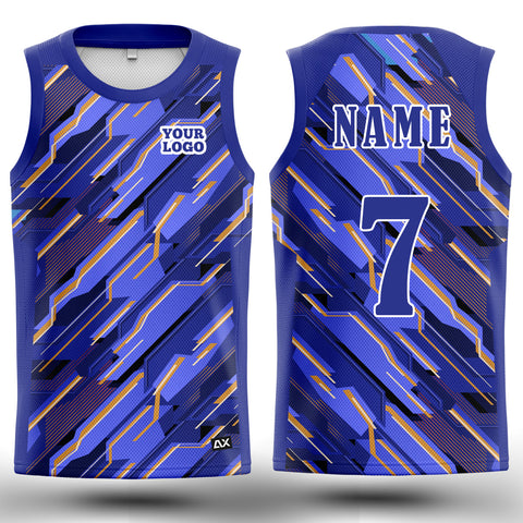 Customized The Mighty Conqueror of the Basketball Court "Royal Blue with Multicolor Strips Basket ball Sports Jersey" - Performance Edition