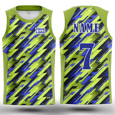 Customized The Fearless Leader of the Field Army "Green with Multicolor Strips Basket ball Sports Jersey" - Performance Edition