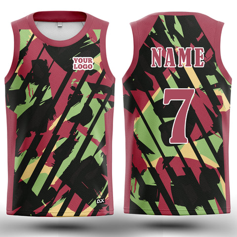 Customized The Passionate Point Guard Effect "Pink, Green and Black Strips Basketball Sports Jersey" - Performance Edition