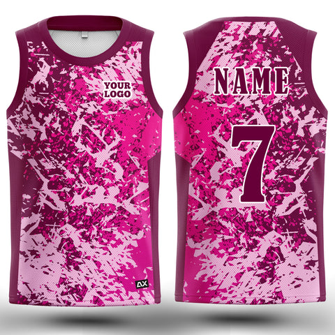 Customized The Quick-Footed Sprinter and The Pink Fury " White and Pink Strips Basketball Sports Jersey" - Performance Edition