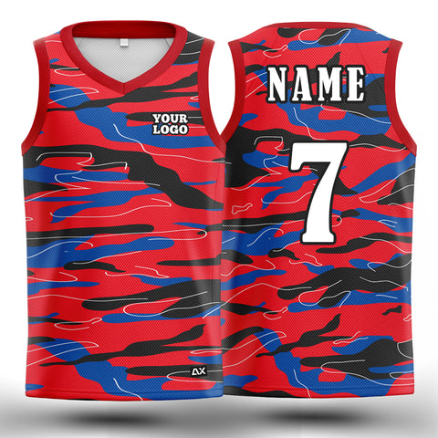 Customized The Unique Bright and Comfortable Goals "Red, Black, Blue and Yellow Basketball Strips Sports Jersey" - Performance Edition