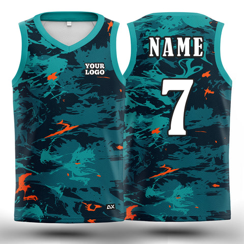 Customized The High-Tech Designed for Athletes "Green, Blue, Orange and Black Basketball Sports Jersey" - Performance Edition