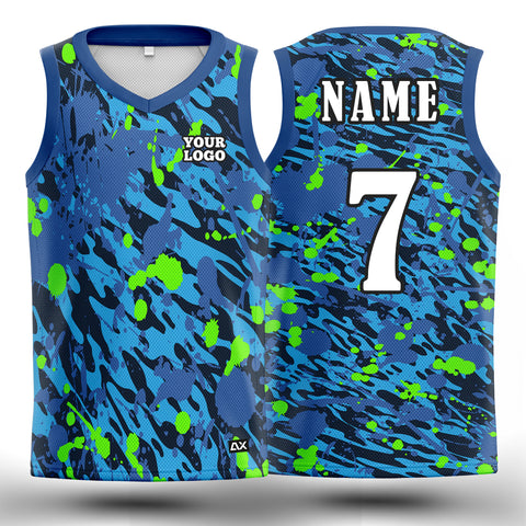 Customized The Ultimate Game-Changer Men's Wear "Blue, Green and Black Stripted Basketball Sports Jersey" - Performance Edition