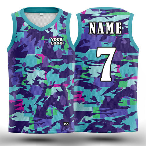 Customized The Power of Teamwork Taking on the World "Blue, Purple and Pink Strips Basketball Sports Jersey" - Performance Edition