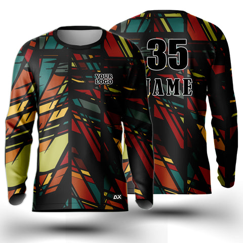 Customized The Represented by this Majestic Men's Wear "Black, Red, Yellow and Green Strips Riding Sports Jersey" - Performance Edition