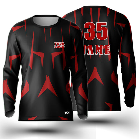 Customized As Proven by this Impressive Men's Wear "Black and Red Strips Riding Sports Jersey" - Performance Edition