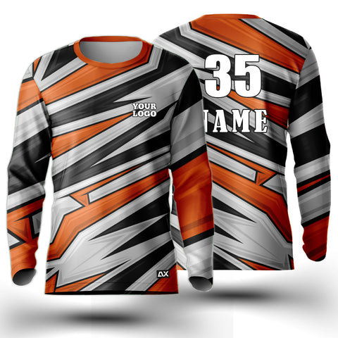 Customized Dominating in Every Game with Elite Battalion "Orange, Black and White Strips Riding Sports Jersey" - Performance Edition