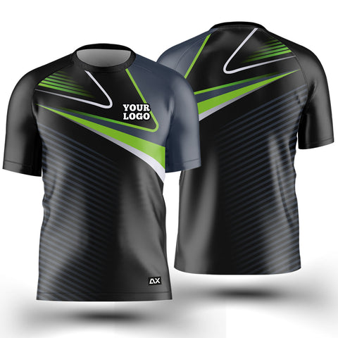 Customized Active Wear Cycling Jersey for Men - Black with Green Abstract Design - Performance Edition