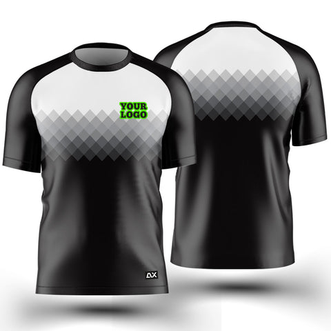 Customized Active Wear Cycling Jersey for Men - Black and White Abstract Design - Performance Edition