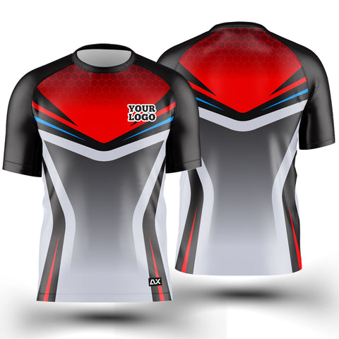 Customized The Quest for Championship Glory "Red, White, Grey, Black and Blue Abstracts Cycling Sports Jersey" - Performance Edition