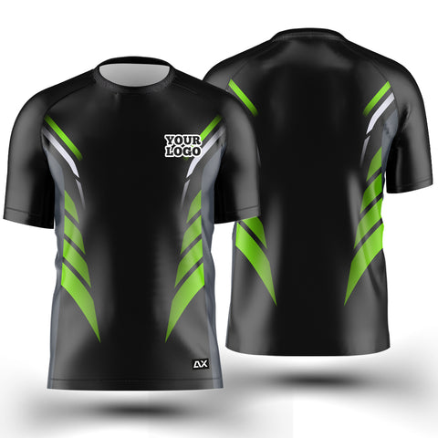 Customized The Sacred Emblem of Sportsmanship "Black, Green and White Strips Cycling Sports Jersey" - Performance Edition