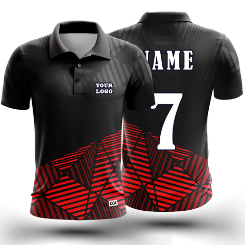 Customized Empowering Teams to Reach their Full Potential "Red, grey and Black Strips Cricket Sports Jersey" - Performance Edition