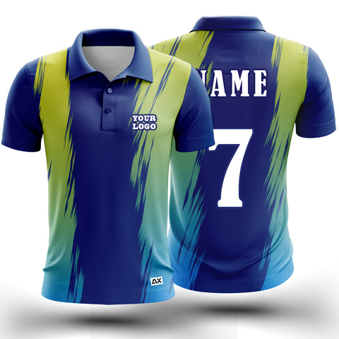 Customized Active Wear Cricket Jersey for Men - Blue Green Abstract Design - Performance Edition