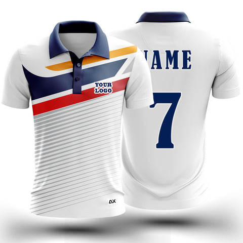 Customized Active Wear Cricket Jersey for Men - White Abstract Design - Performance Edition