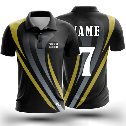 Customized The Scarlet Stingrays A Striking for the Fierce and Fearless "Black, Yellow and Grey Strips Cricket Sports Jersey" - Performance Edition