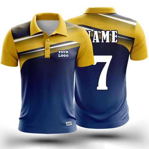 Customized The Mighty Titan of the Ice Rinking Force "Yellow, White, Grey and Royal Blue Strips Cricket Sports Jersey" - Performance Edition