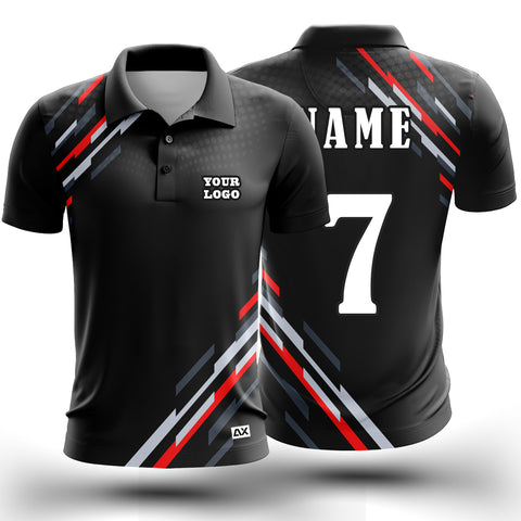 Customized The Dynamic Game-Changer of Every Match "Black, Red and White Strips Cricket Sports Jersey" - Performance Edition