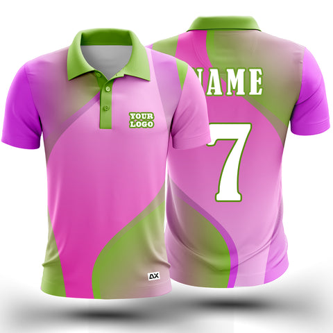 Customized  The Mighty Lions of the Grasslands and Championship Legacy "Green, Pink and Violet Strips Cricket Sports Jersey" - Performance Edition