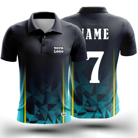 Customized The Ferocious Panthers of the Jungle Force Design "Black, Blue and Yellow Strips Cricket Sports Jersey" - Performance Edition