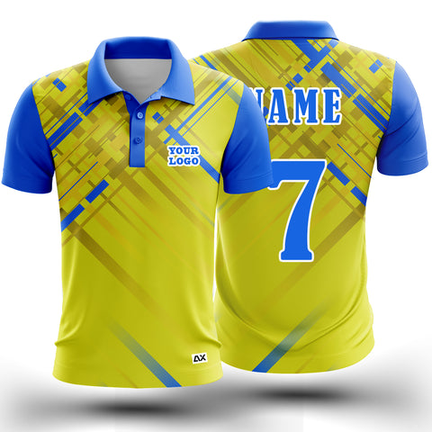 Customized The Valiant Dragons of the Kingdom Cricket Wear "Yellow and Blue Strips Sports Jersey" - Performance Edition