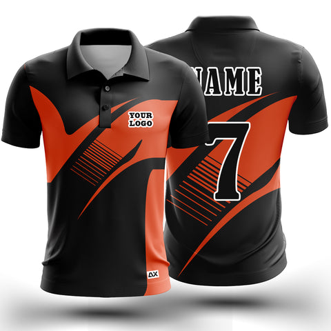 Customized The Ultimate Awe-Inspiring and Majestic Cricket Wear "Orange and Black Strips Sports Jersey" - Performance Edition