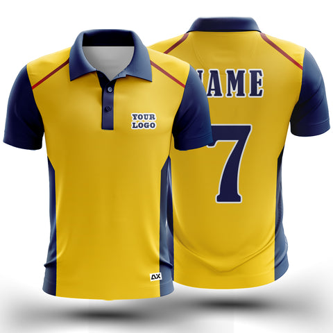 Customized  A Title Only Deserving of Our Cricket Jersey "Yellow, Red and Black Strips Sports Jersey" - Performance Edition