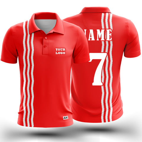 Customized The Represented by this Emblematic Cricket Wear "Red and White Strips Sports Jersey" - Performance Edition