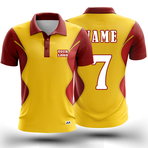 Customized The Mighty Saviors of the Court For Cricket Wear "Maroon and Yellow Strips Sports Jersey" - Performance Edition