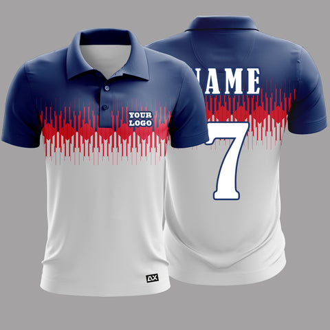 Customized As Proven by this Impressive Cricket Sports Jersey "Royal Blue, White and Red" - Performance Edition