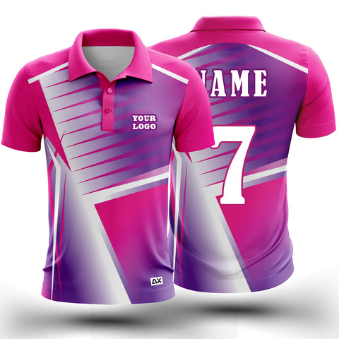 Customized  As Shown by Our Emblematic Cricket Sports Jersey "Pink, Purple and White Strips Sports Jersey" - Performance Edition