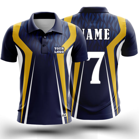 Customized As Represented by this Majestic Cricket Sports Jersey "Yellow, Royal Blue and White" - Performance Edition