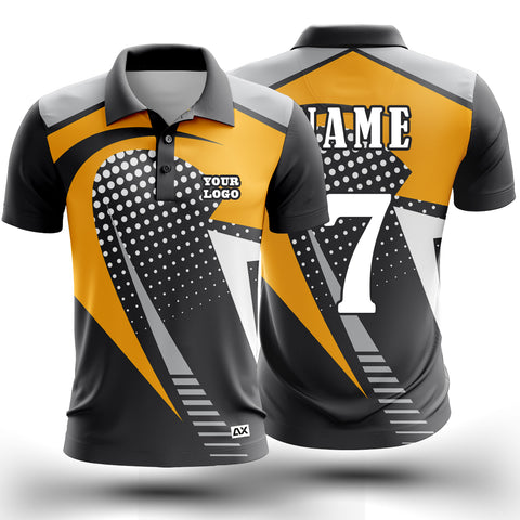 Customized The Invincible Warrior With an Unwavering Heart Cricket Sports Jersey "Black, White, Grey and White" - Performance Edition