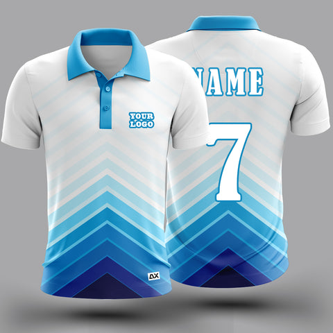 Customized The Indomitable Will of a Champion Cricket Sports Jersey "Blue and White" - Performance Edition