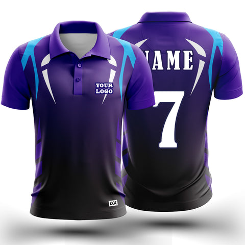 Customized The Leading Light in the World of Game Cricket Sports Jersey "Violet, Black, White and Blue" - Performance Edition