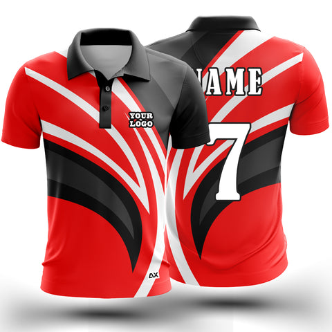 Customized The Unparalleled Skill and Determination Cricket Sports Jersey "Red, Black and White" - Performance Edition