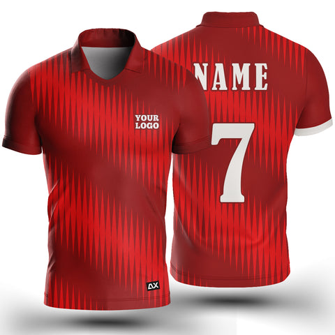 Customized The Legendary Pose of Intensity "Red and Maroon Strips Cricket Sports Jersey" - Performance Edition